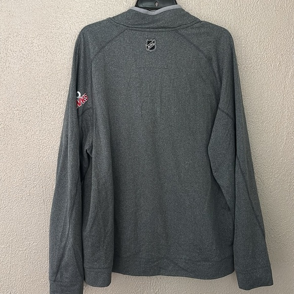 Mens Reebok NHL Hockey Chicago Blackhawks Full Zip Crew, Large, Gray - Picture 8 of 8